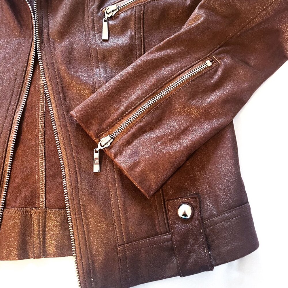 INSIGHT NEW YORK VEGAN LEATHER MOTO JACKET - Picture 5 of 13